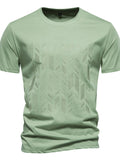 Men's Round Neck Geometric Embroidered T-Shirt - Trendsi