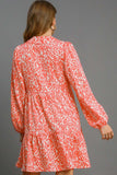 Umgee Full Size Two Tone Print Balloon Sleeve Tiered Dress Plus Size - Trendsi
