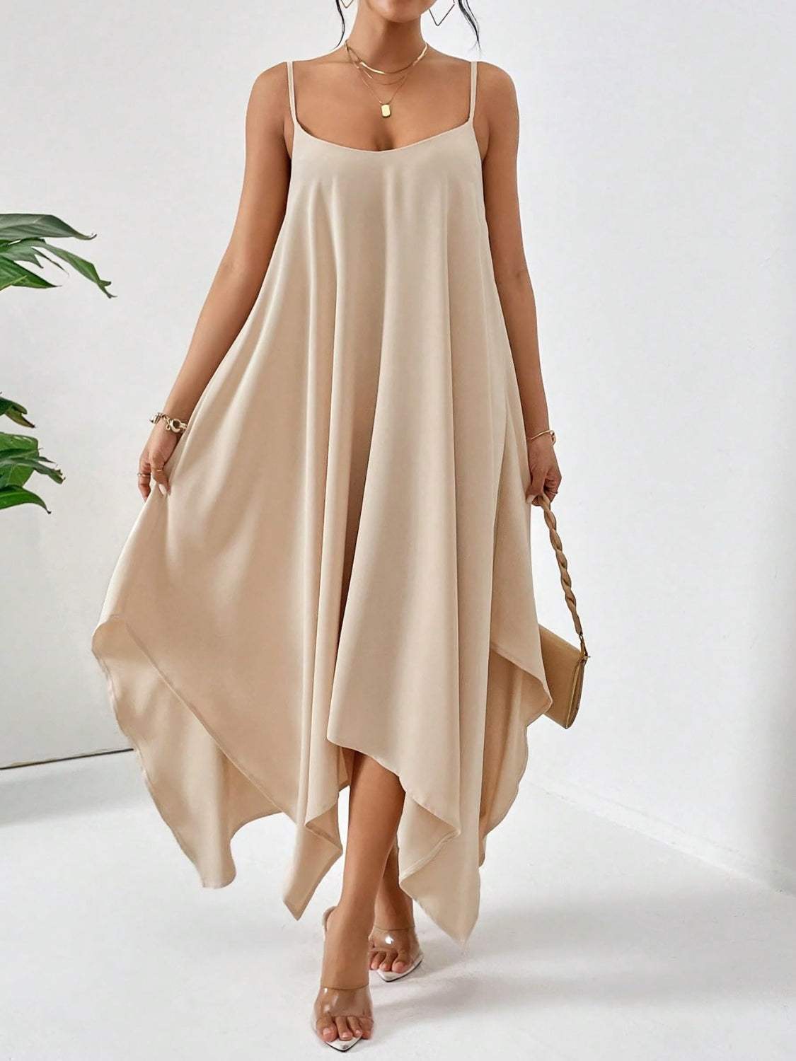 Scoop Neck Midi Cami Dress - Trendsi - Flyclothing LLC