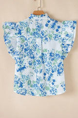 Floral Print Ruffle Sleeve Frilly Button Up Shirt - Trendsi - Flyclothing LLC