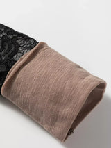 Sheer Lace Patchwork Casual Long Sleeve Tee - Trendsi - Flyclothing LLC