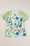 Printed Round Neck Puff Sleeve Blouse - Trendsi - Flyclothing LLC