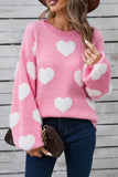 Angel Wings Heart Dropped Shoulder Long Sleeve Sweater - Trendsi