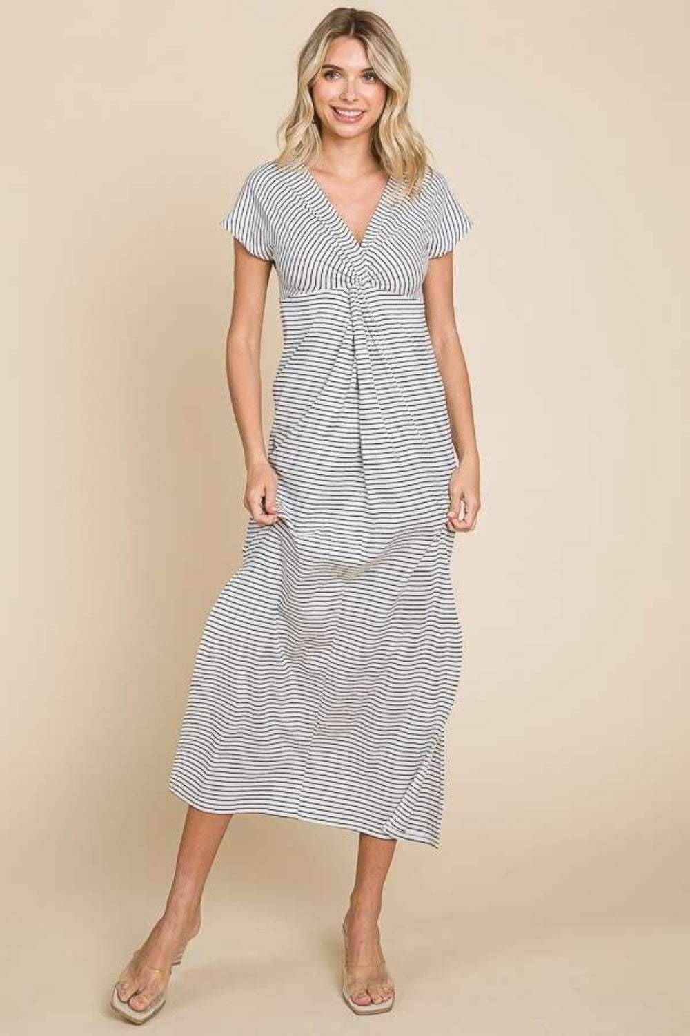 Culture Code Full Size Striped Twisted Detail Dress - Trendsi - Flyclothing LLC