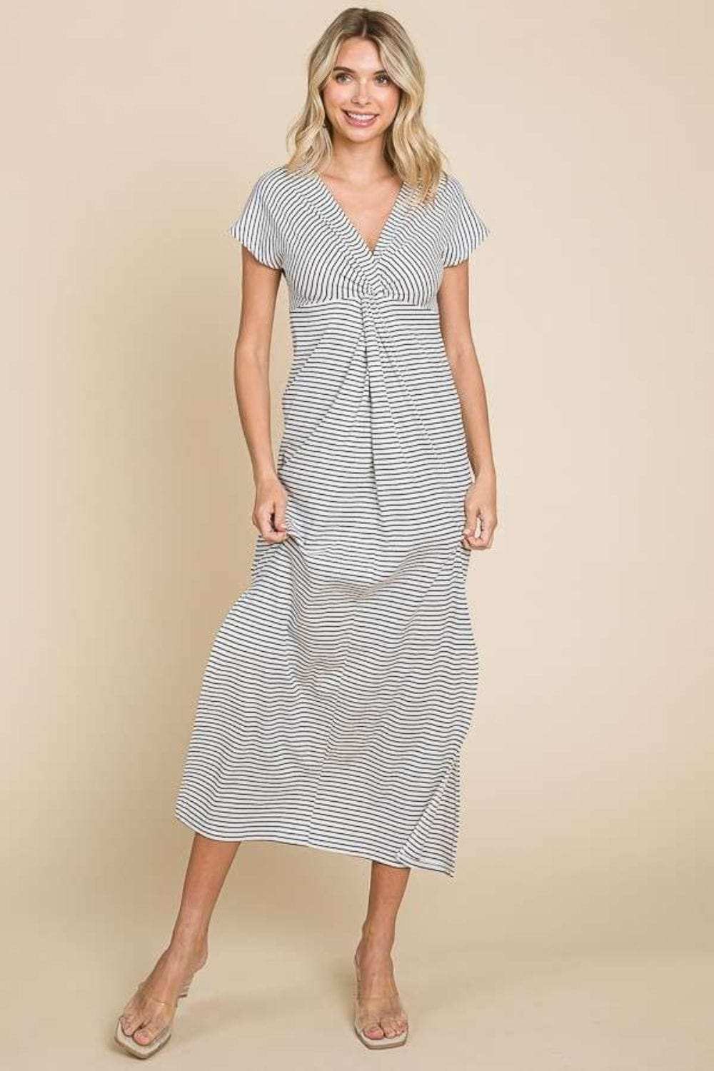 Culture Code Full Size Striped Twisted Detail Dress - Trendsi - Flyclothing LLC