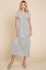 Culture Code Full Size Striped Twisted Detail Dress - Trendsi
