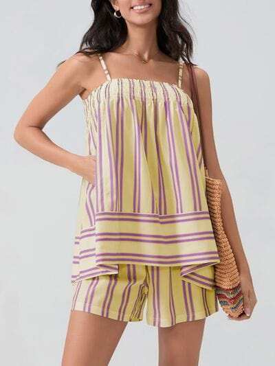 Smocked Square Neck Cami and Shorts Set - Trendsi - Flyclothing LLC