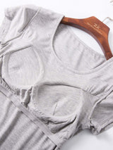 Round Neck Short Sleeve T-Shirt with Bra - Trendsi - Flyclothing LLC