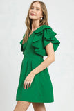 Umgee Double Ruffle Sleeve Fit and Flare Dress - Trendsi
