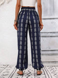 Tied Printed High Waist Pants - Trendsi