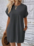 Round Neck Short Sleeve Mini Dress - Trendsi - Flyclothing LLC