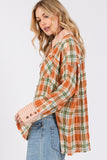 SAGE + FIG Side Slit Plaid Button Down Long Sleeve Shirt - Trendsi