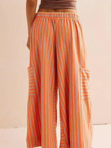 Contrast Striped Wide leg Pants - Trendsi - Flyclothing LLC