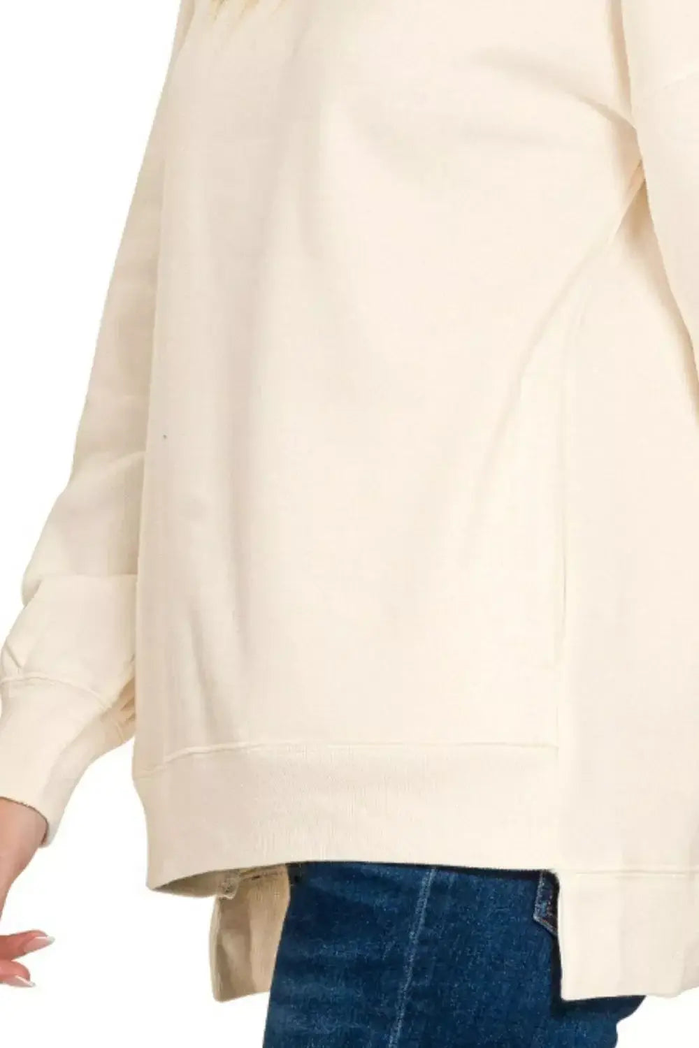Zenana Full Size Fleece Hi-low Boyfriend Sweatshirts with Pockets Plus Size - Trendsi - Flyclothing LLC
