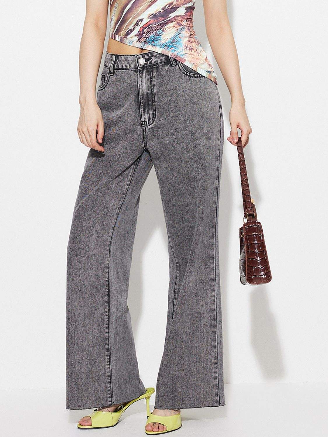 High Waist Bootcut Jeans with Pockets - Trendsi - Flyclothing LLC