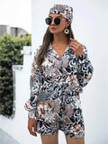 Printed Button Up Long Sleeve Shirt and Shorts Set - Trendsi - Flyclothing LLC