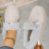 Bow Furry Round Toe Flat Slip-Ons - Trendsi - Flyclothing LLC