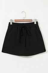 French Terry Drawstring Mini Skort with Pockets - Trendsi - Flyclothing LLC