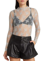 Lace Mock Neck Long Sleeve Blouse - Trendsi - Flyclothing LLC