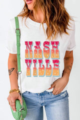 Letter Graphic Round Neck Short Sleeve T-Shirt - Trendsi - Flyclothing LLC