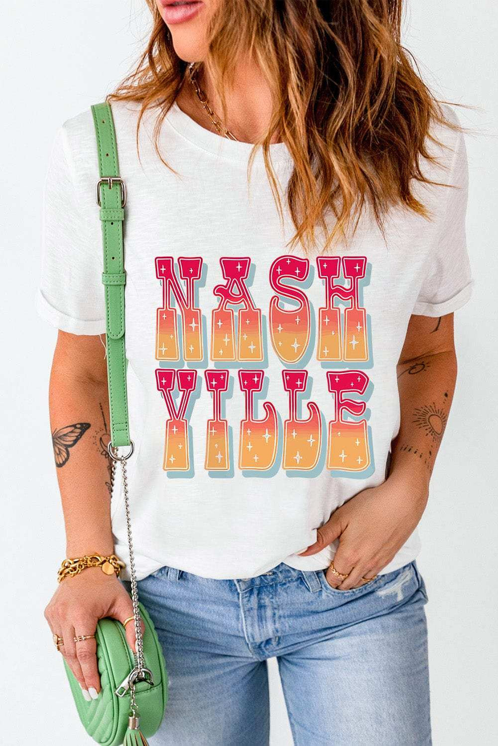 Letter Graphic Round Neck Short Sleeve T-Shirt - Trendsi - Flyclothing LLC