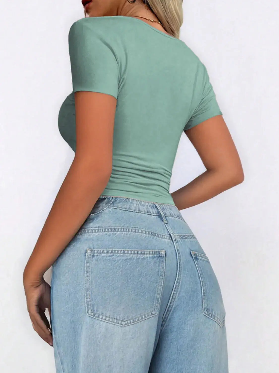 Scoop Neck Short Sleeve T-Shirt - Trendsi - Flyclothing LLC