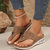 Toe Post Wedge Sandals - Trendsi - Flyclothing LLC