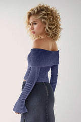Double Take Ribbed Off-Shoulder Zip Up Long Sleeve Cardigan - Trendsi - Flyclothing LLC