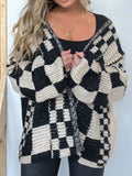 Plaid Open Front Long Sleeve Cardigan - Trendsi - Flyclothing LLC
