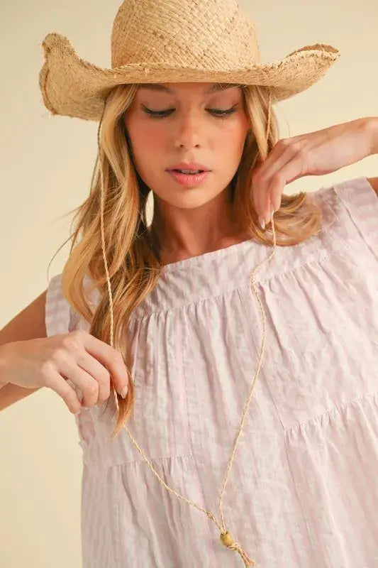 Aemi+Co Ruched Striped Round Neck Sleeveless Top - Trendsi - Flyclothing LLC