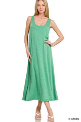 Zenana French Terry Twisted Strap Midi Dress - Trendsi - Flyclothing LLC