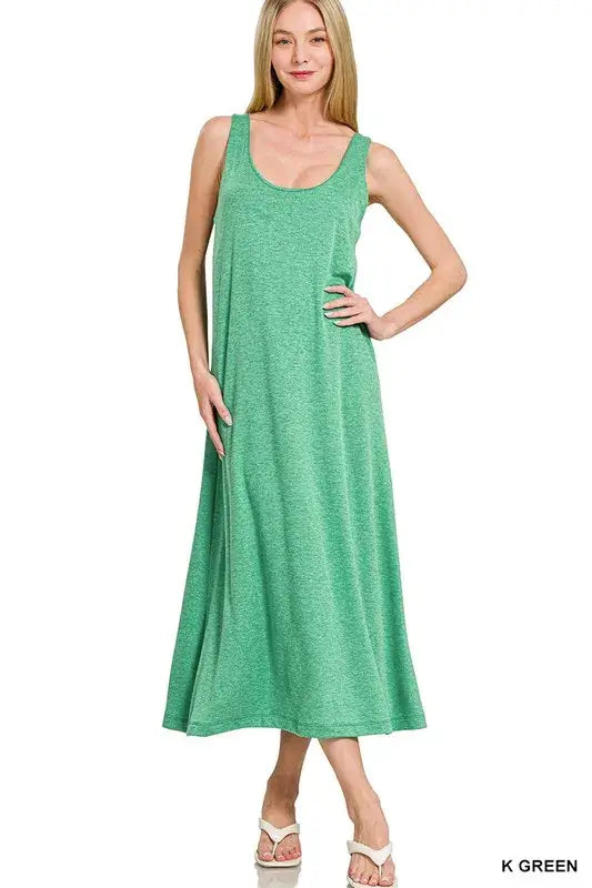 Zenana French Terry Twisted Strap Midi Dress - Trendsi - Flyclothing LLC