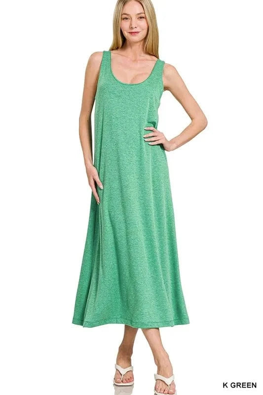 Zenana French Terry Twisted Strap Midi Dress - Trendsi