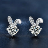 Moissanite 925 Sterling Silver Rabbit Stud Earrings - Trendsi - Flyclothing LLC