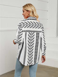 Geometric Collared Neck Long Sleeve Shirt - Trendsi - Flyclothing LLC