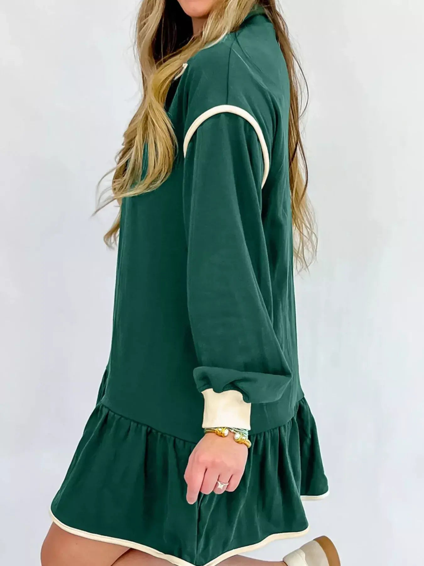 Ruffled Hem Dropped Shoulder Mini Dress - Trendsi - Flyclothing LLC