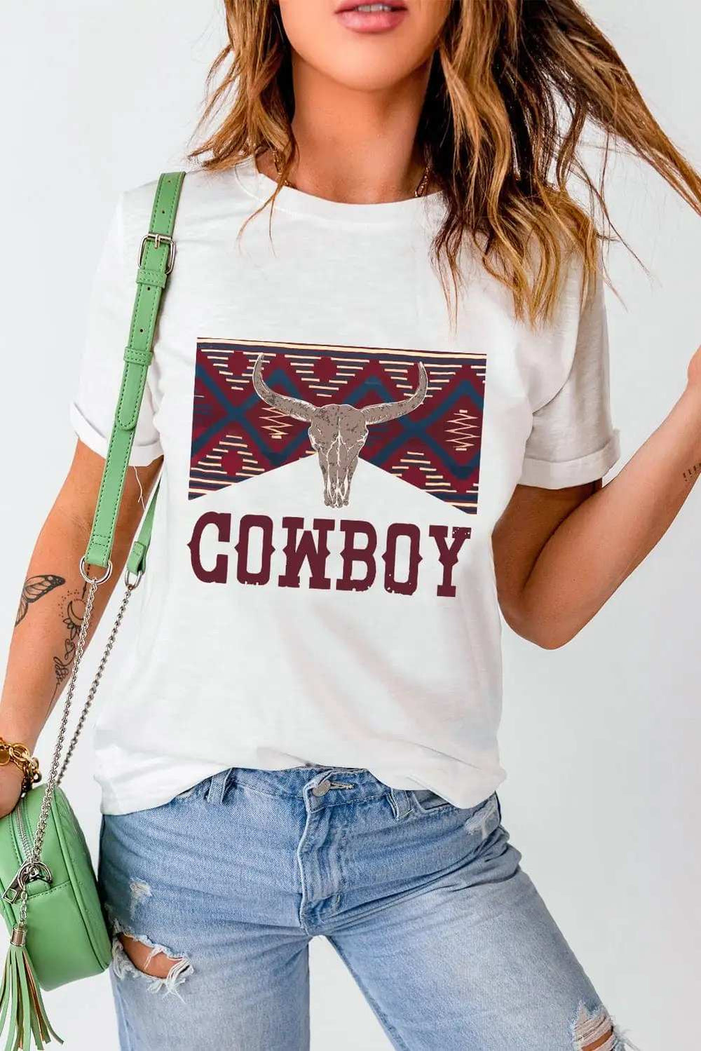 Graphic Round Neck Short Sleeve T-Shirt - Trendsi - Flyclothing LLC
