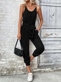 Scoop Neck Tie Waist Jumpsuit - Trendsi - Flyclothing LLC
