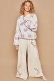 POL Daisy Pattern Drop Shoulder Sweater - Trendsi