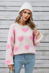 Angel Wings Heart Dropped Shoulder Long Sleeve Sweater - Trendsi - Flyclothing LLC