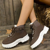 Plush Lining Lace Up Boots - Trendsi - Flyclothing LLC