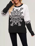 Christmas Snowflake Round Neck Sweater - Trendsi - Flyclothing LLC