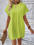 Round Neck Short Sleeve Mini Dress - Trendsi - Flyclothing LLC