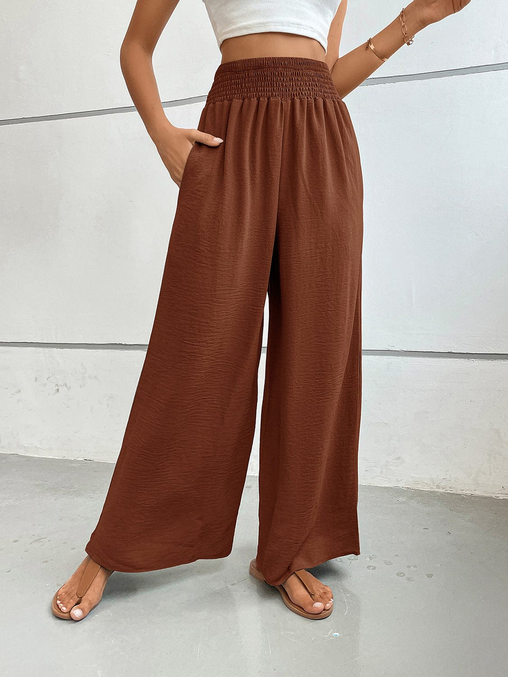 Perfee Wide Leg Pants with Pockets - Trendsi