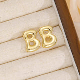 18K Gold-Plated Bubble Letter Stud Earrings - Trendsi - Flyclothing LLC