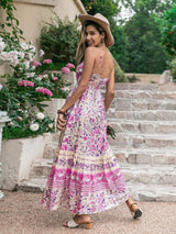 Tassel Printed V-Neck Maxi Dress - Trendsi - Flyclothing LLC