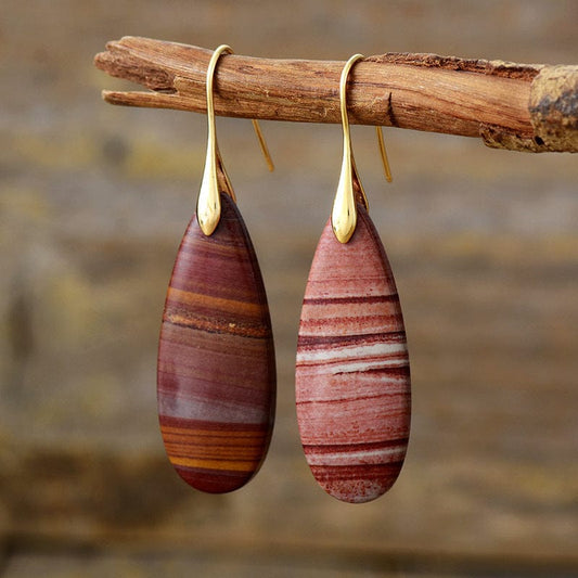 Natural Stone Waterdrop Shape Earrings - Trendsi
