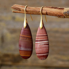 Natural Stone Waterdrop Shape Earrings - Trendsi