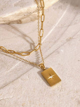 18K Gold-Plated Stainless Steel Double-Layered Necklace - Trendsi - Flyclothing LLC