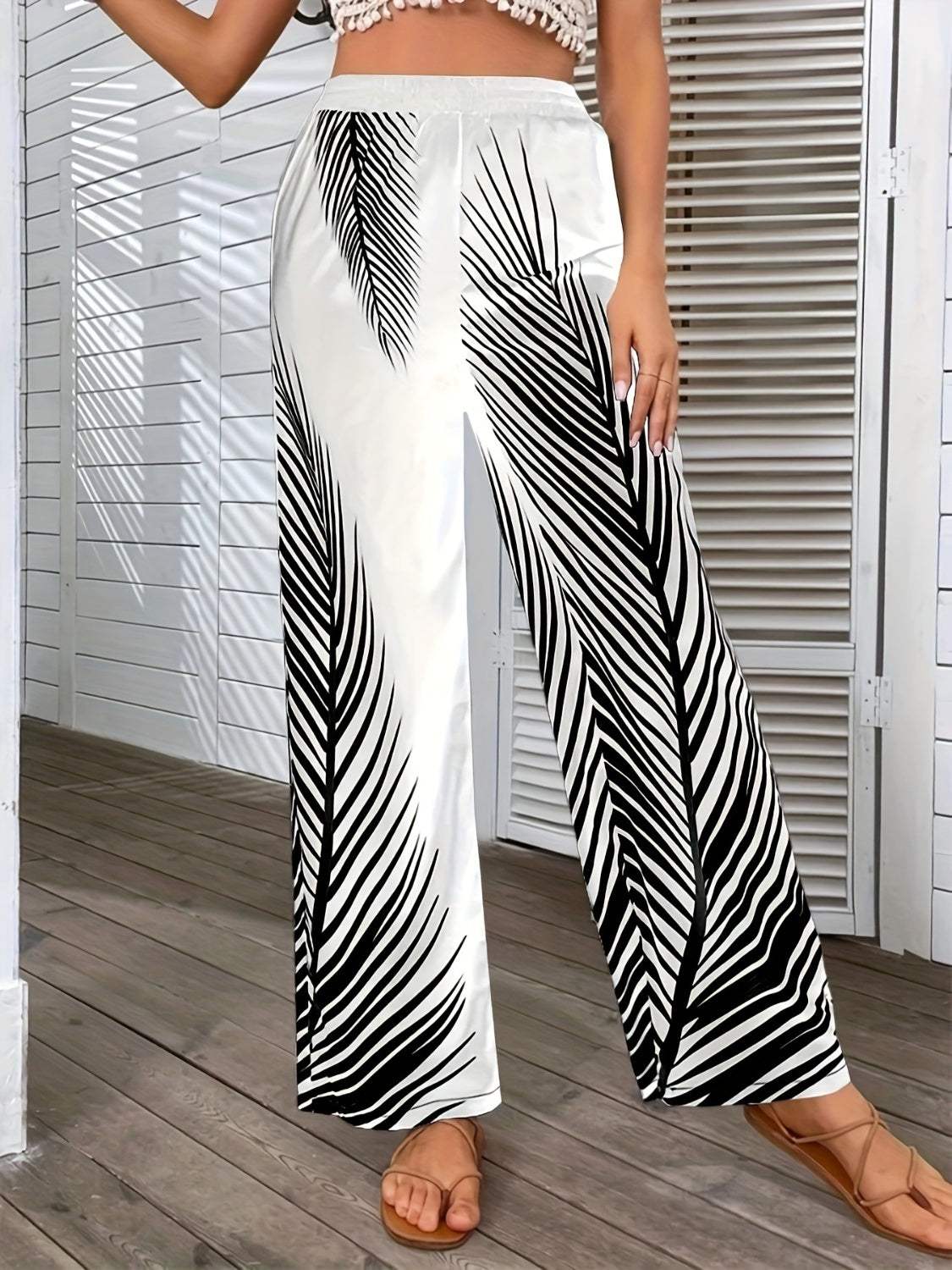 Printed Wide Leg Pants - Trendsi - Flyclothing LLC